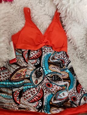 Orange Twist with Paisley Print 1 Piece.  Size XXL. New